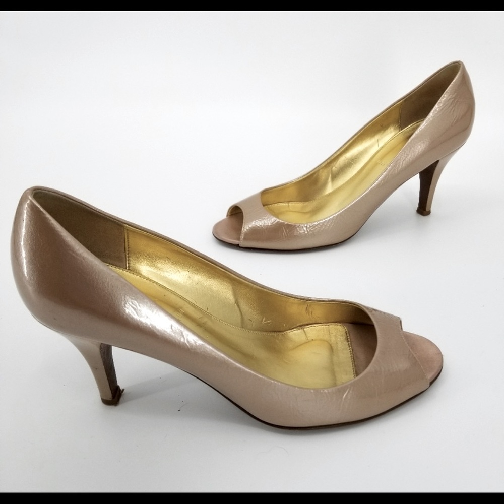 J Crew Peeptoe Nude Cream Heels Size 8